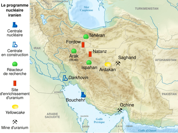 Map of major Iranian nuclear facilities relevant to current threat assessments